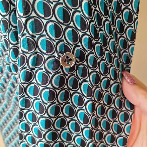 WHBM Silk Popover Blouse Shirt 8P Petite Academia Preppy Roll Tab Sleeve Office - Picture 4 of 12